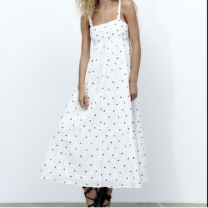 Zara white embroidered midi dress